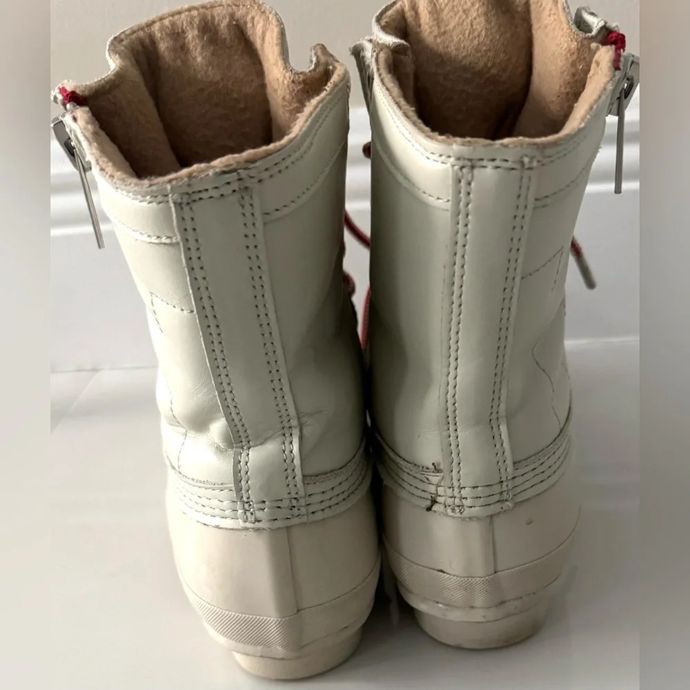 HUNTER IVORY CORWIN Insulated Lace Up Zip Up Waterproof Size 7 Boots - Picture 5 of 10